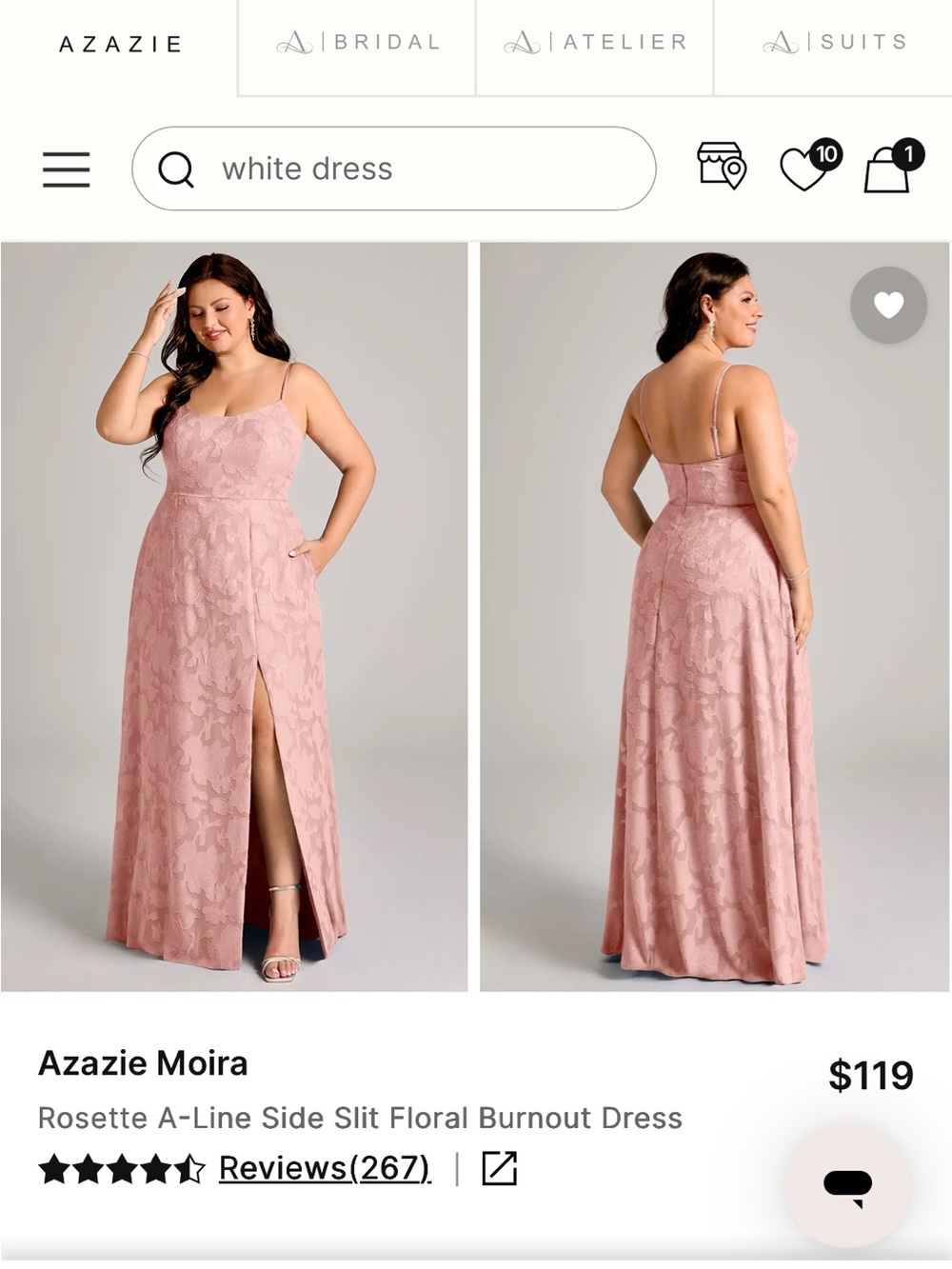 Azazie Moira Rosette Plus-Size Blush Pink Lace Bridesmaid Dress with Front Slit - Picture 2 of 6